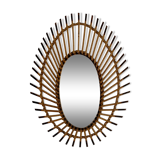 Rattan mirror in the shape of an eye