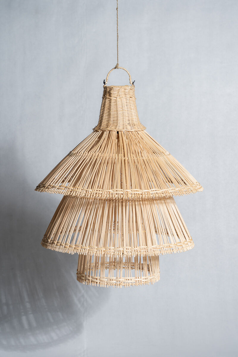 Rattan pendant lamp or light in the shape of an Asian lantern
