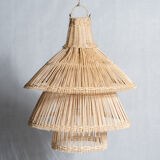 Rattan pendant lamp or light in the shape of an Asian lantern