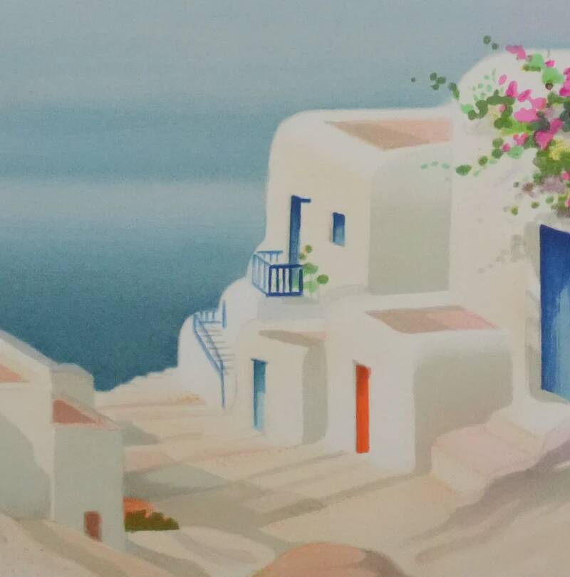Janick lederle: on the greek island, original signed lithograph