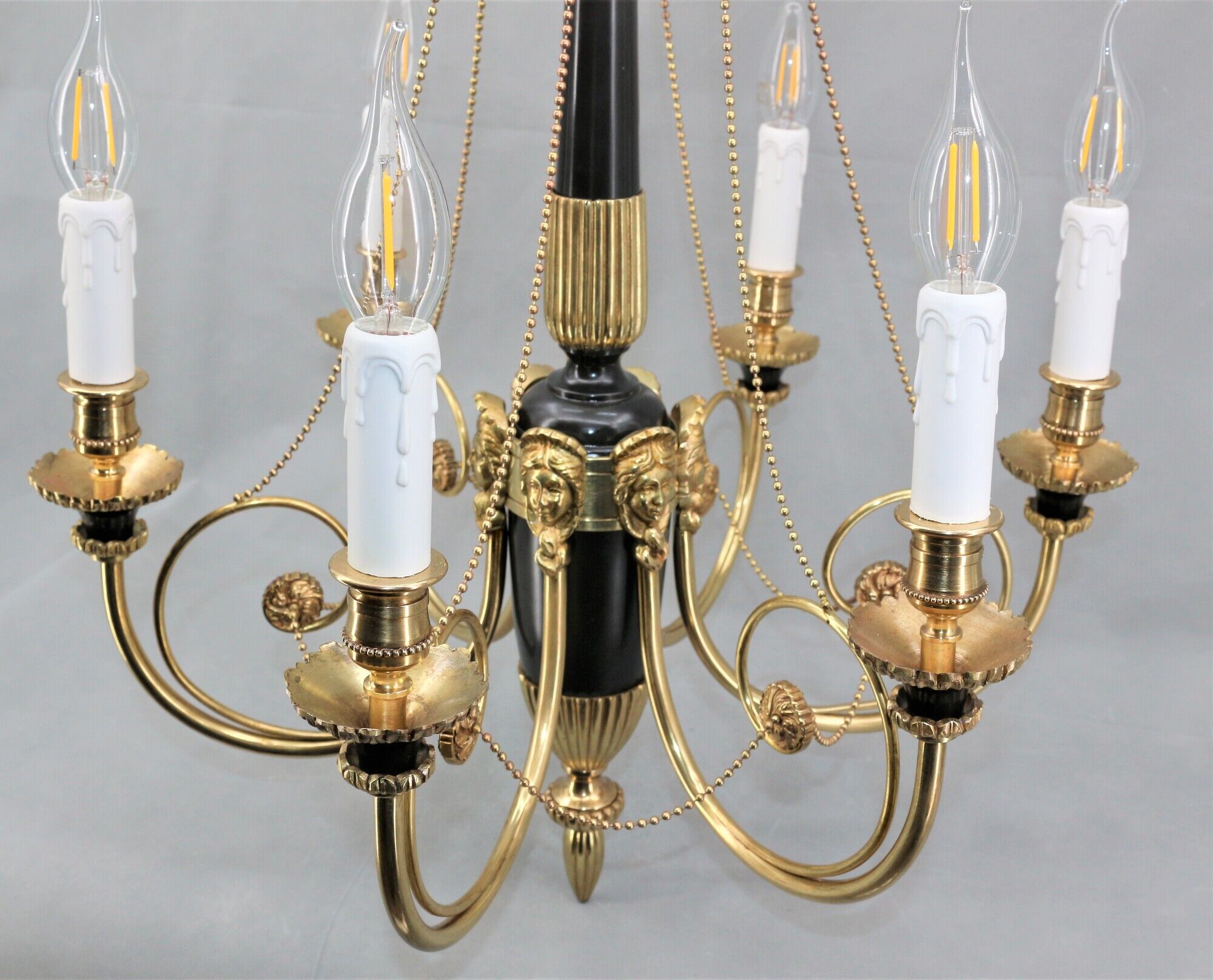 Chandelier style Directoire gilded and patinated in bronze " Lucien Gau "