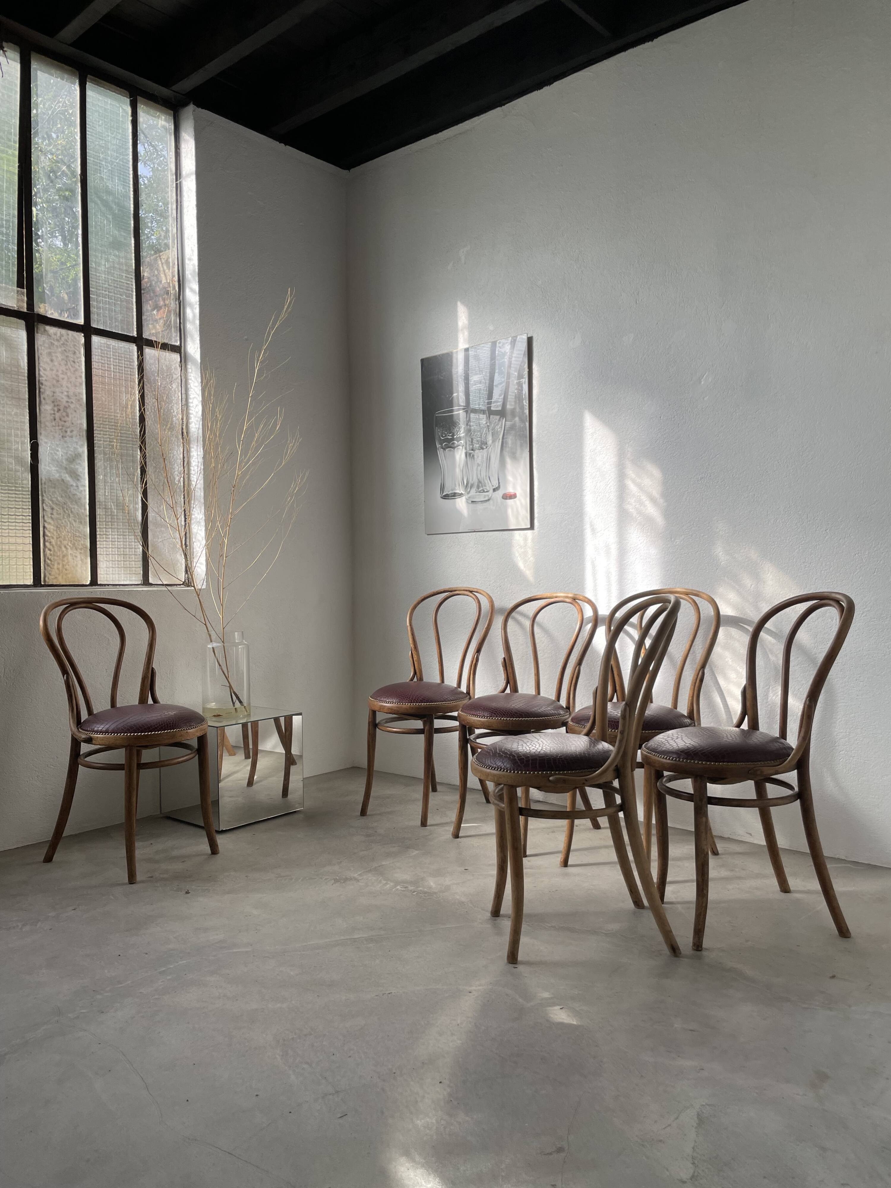 Lot of 6 Josef Kohn curved wood bistro chairs