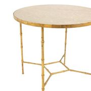 Golden metal side table with a grey marble top, 20th century.