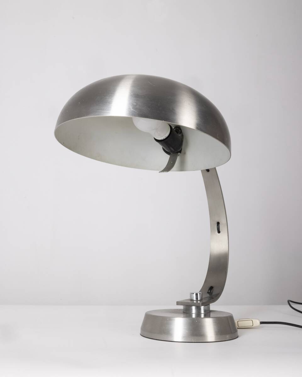 70's ministerial table lamp in chrome metal italian design