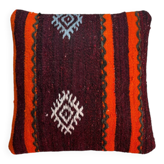 Vintage turkish kilim cushion cover , 40 x 40 cm