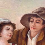 Painting "Romantic Scene" - End of the 19th century