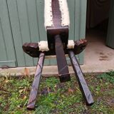 Tripod chair/stool in wood and goatskin