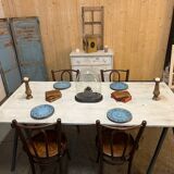 Patinated trestle table