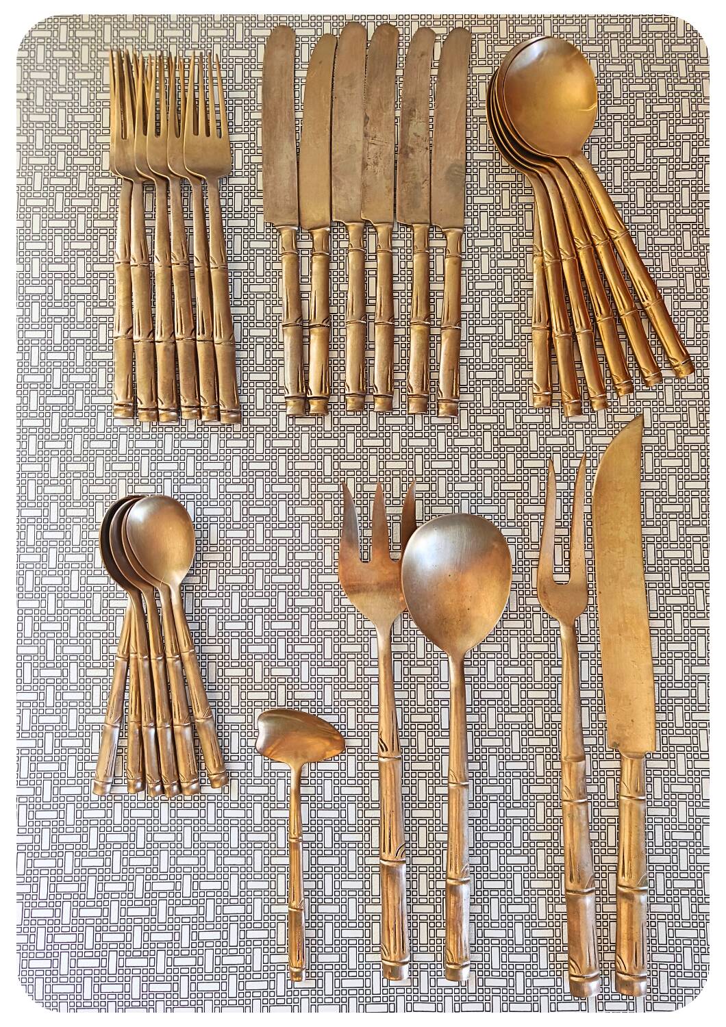 Service de couverts en laiton vintage 'bambou'