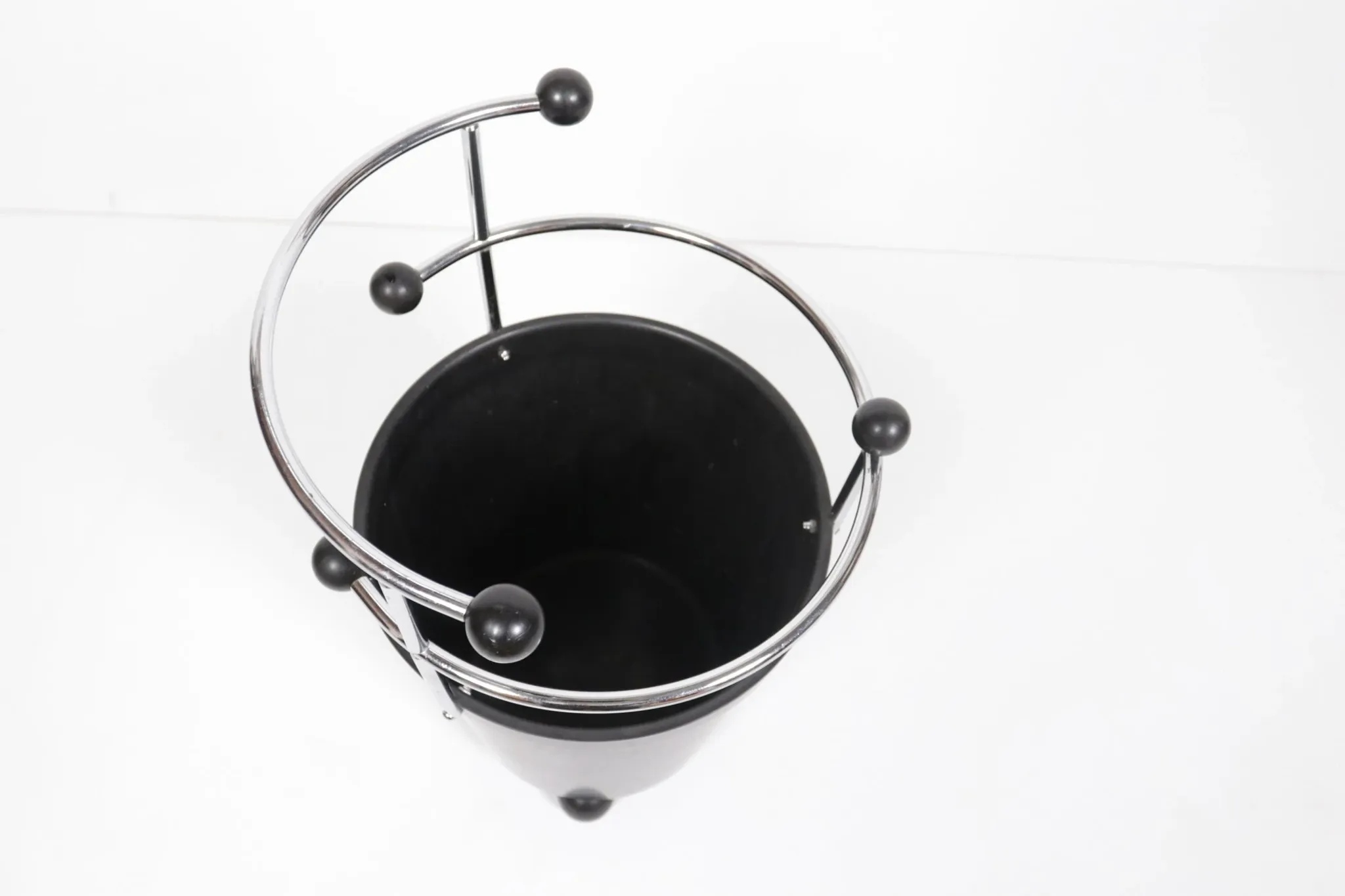 1930s extremely rare Art Deco black Bakelite and chrome umbrella stand