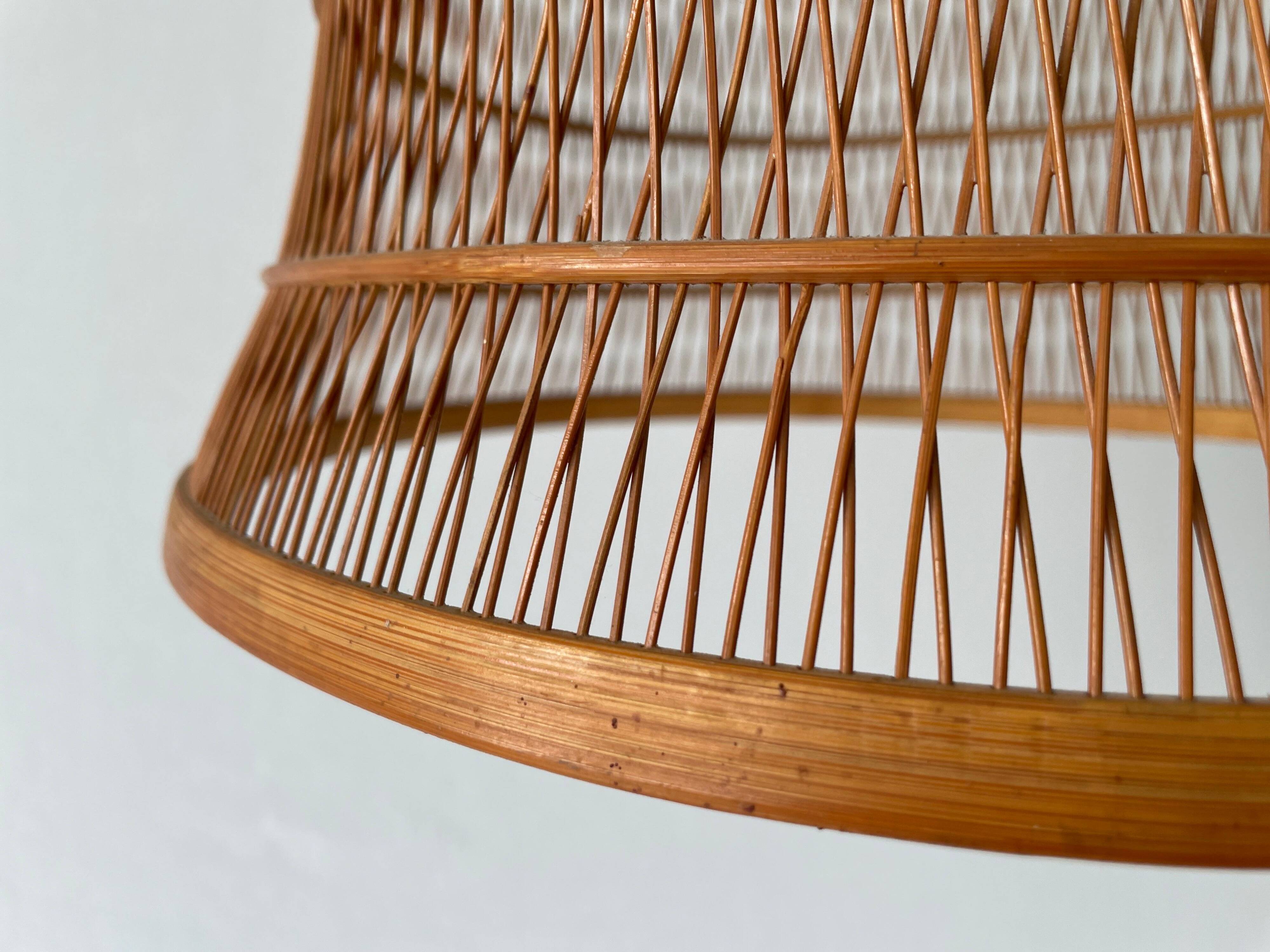 Unique Danish hanging lamp in the shape of a wooden cage, 1960s, Denmark.