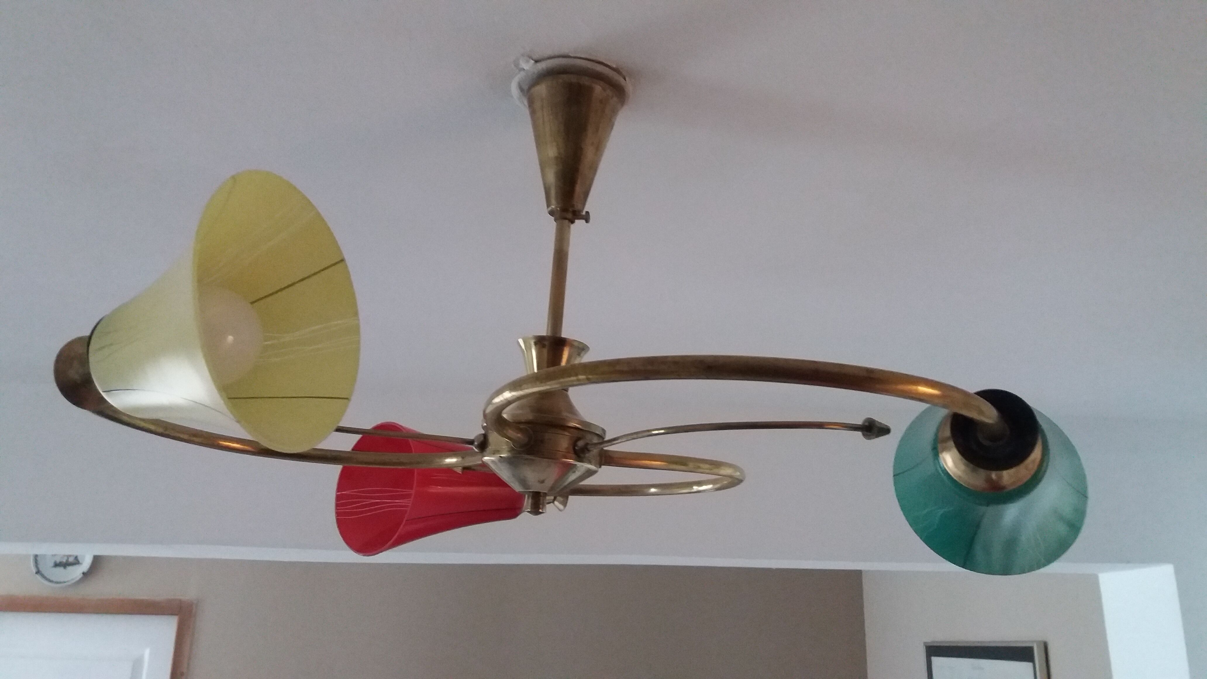 Lustre verre et laiton vintage