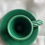 Vallauris green ceramic candlestick
