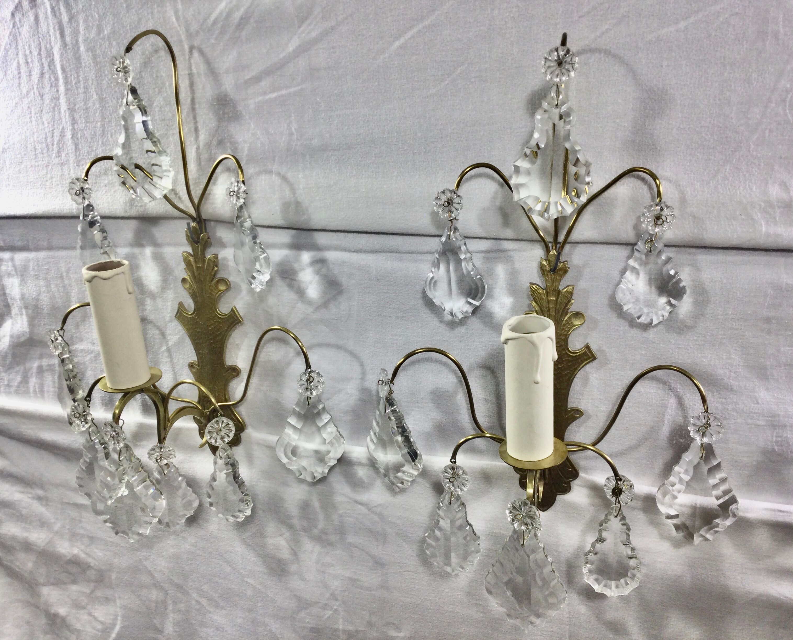 Pair of Wall Lamp Bronze And Crystal 1 Light