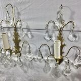 Pair of Wall Lamp Bronze And Crystal 1 Light