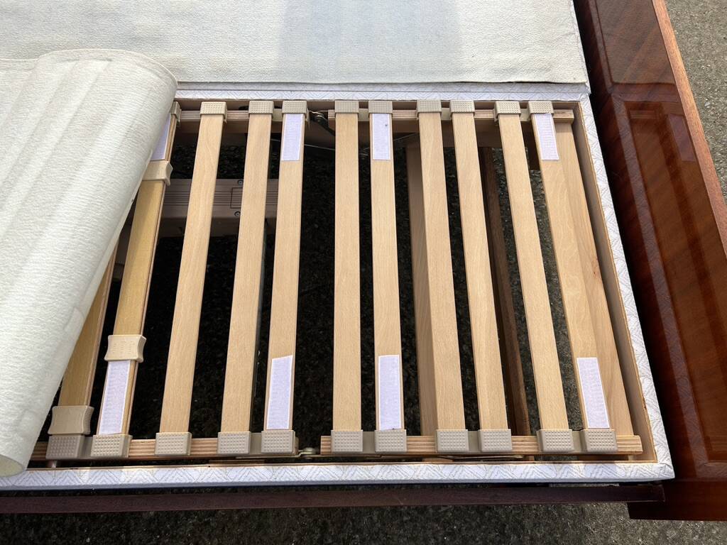 Electric double bed, varnished wood, vintage, 1960s