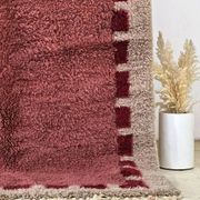 Handwoven rug 150x250 cm, wool, burgundy, grey, beige, Morocco