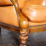 Cognac leather armchair "Ilsat Salotti" Italy circa 1980