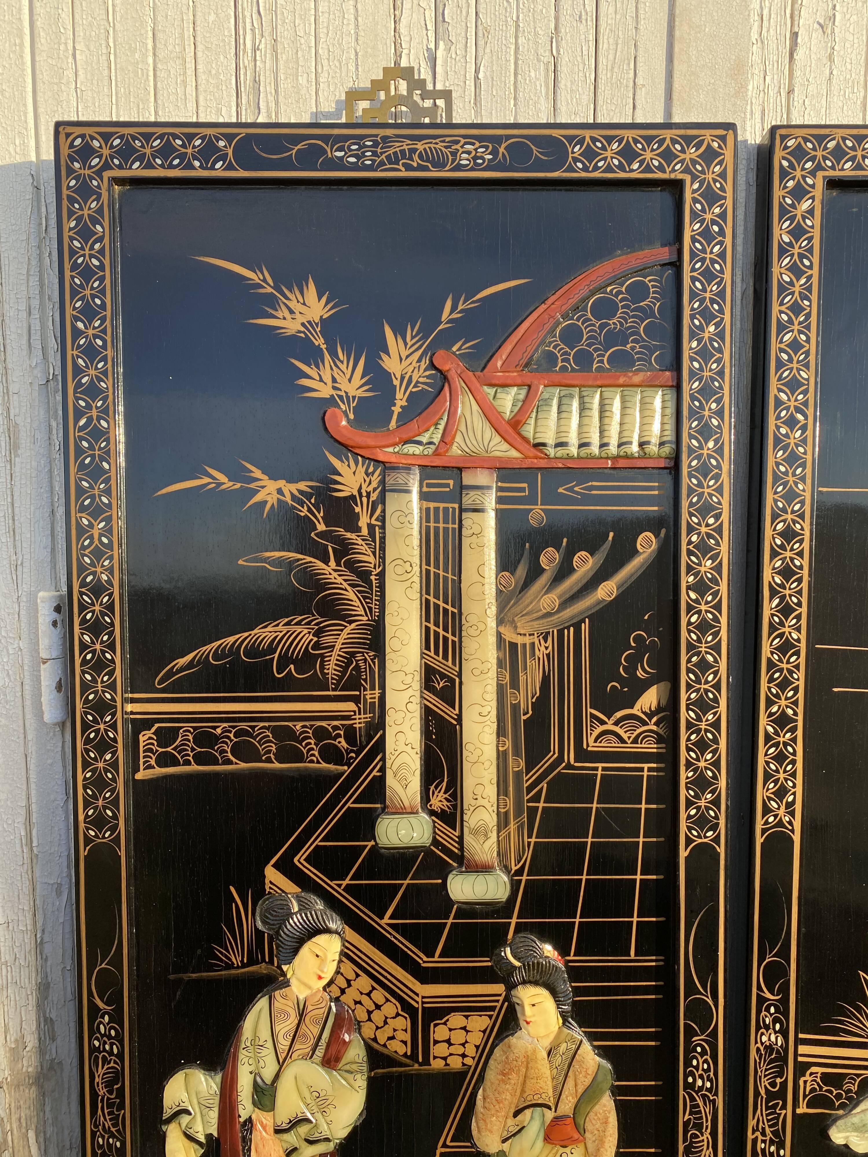 Chinese lacquered panels