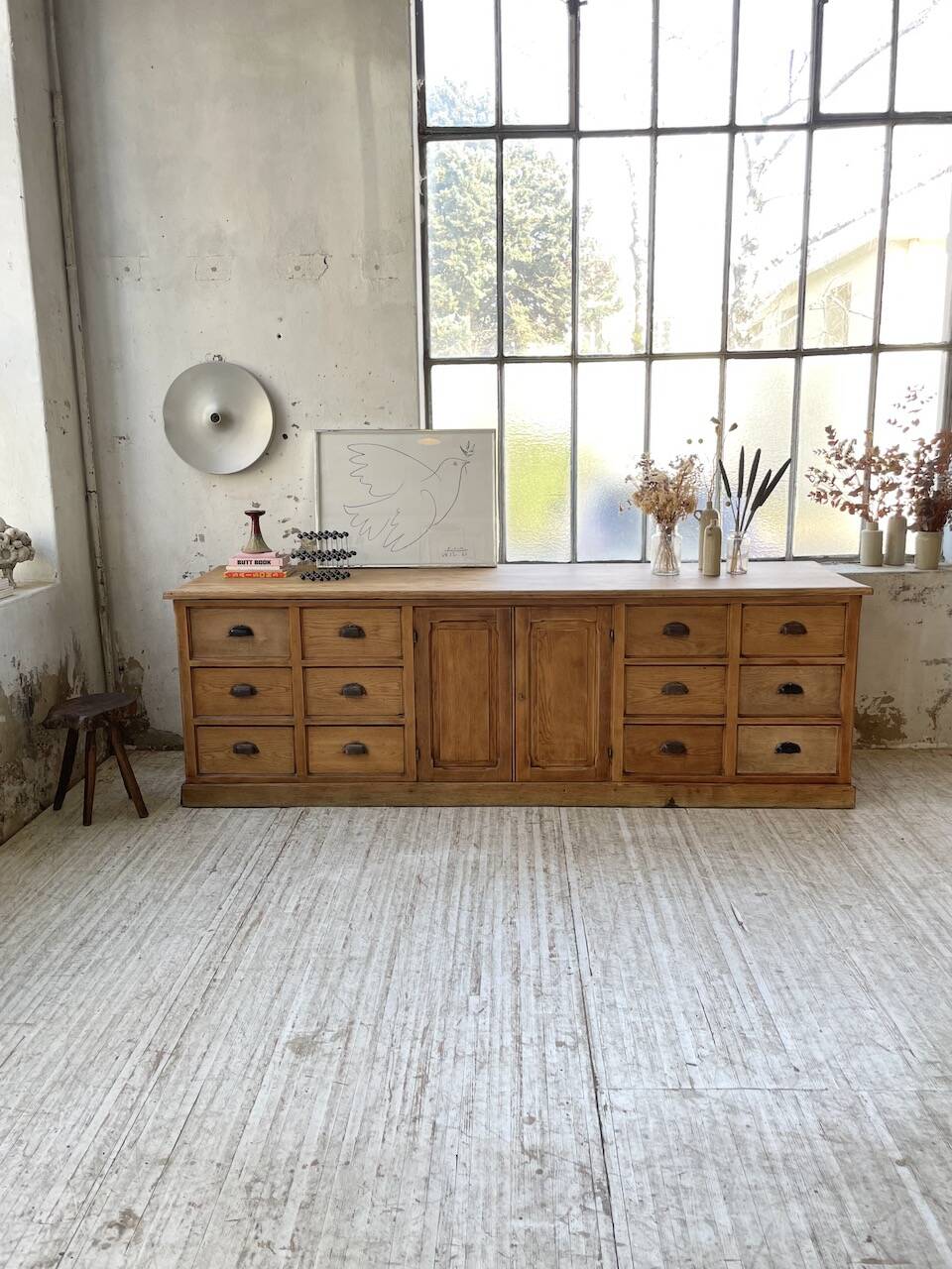 XXL solid oak counter sideboard