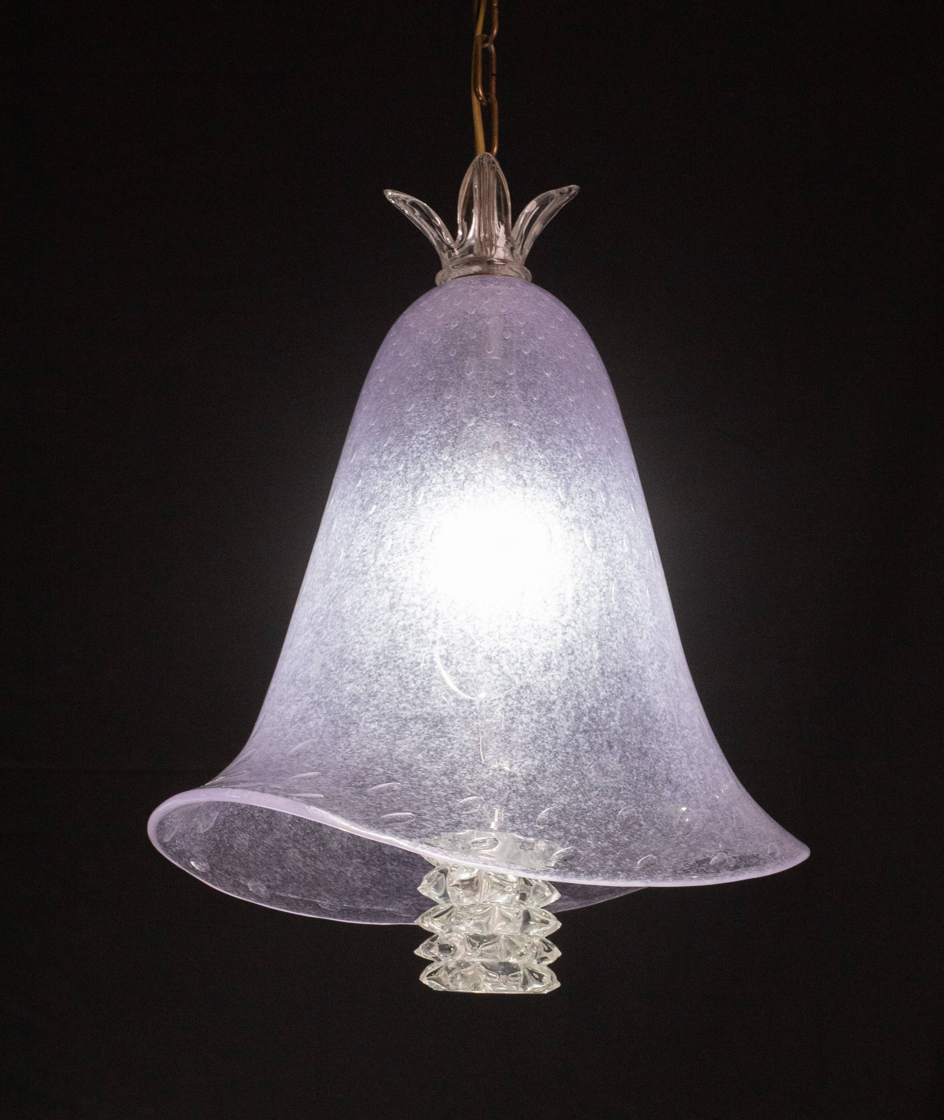 Elegant Barovier e Toso Lantern in Bubble Glass with a Rostrato glass element