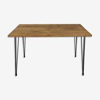 Oak table metal legs