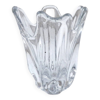French vase, clear crystal glass, fluid organic shapes