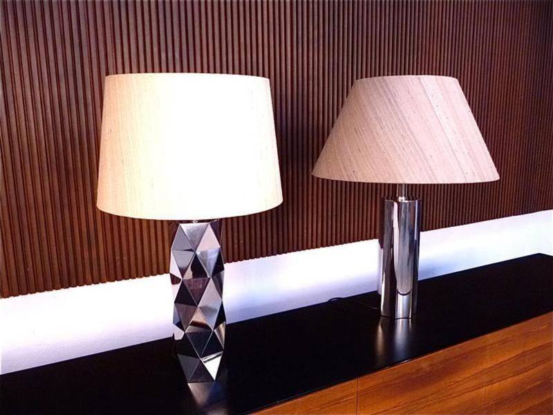 Sculptural Italian chromed metal table lamps, 1960s, Set of 2