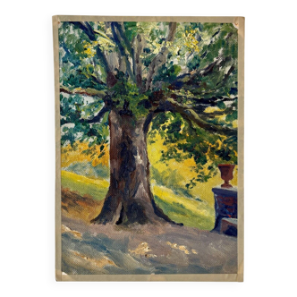Oil painting on canvas "Tree and Medici Pot" No. 16