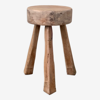 Solid elm tripod stool 1960