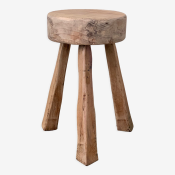 Tabouret tripode en orme massif 1960