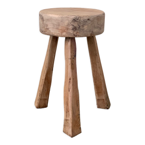 Tabouret tripode en orme massif