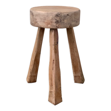 Tabouret tripode en orme massif 1960