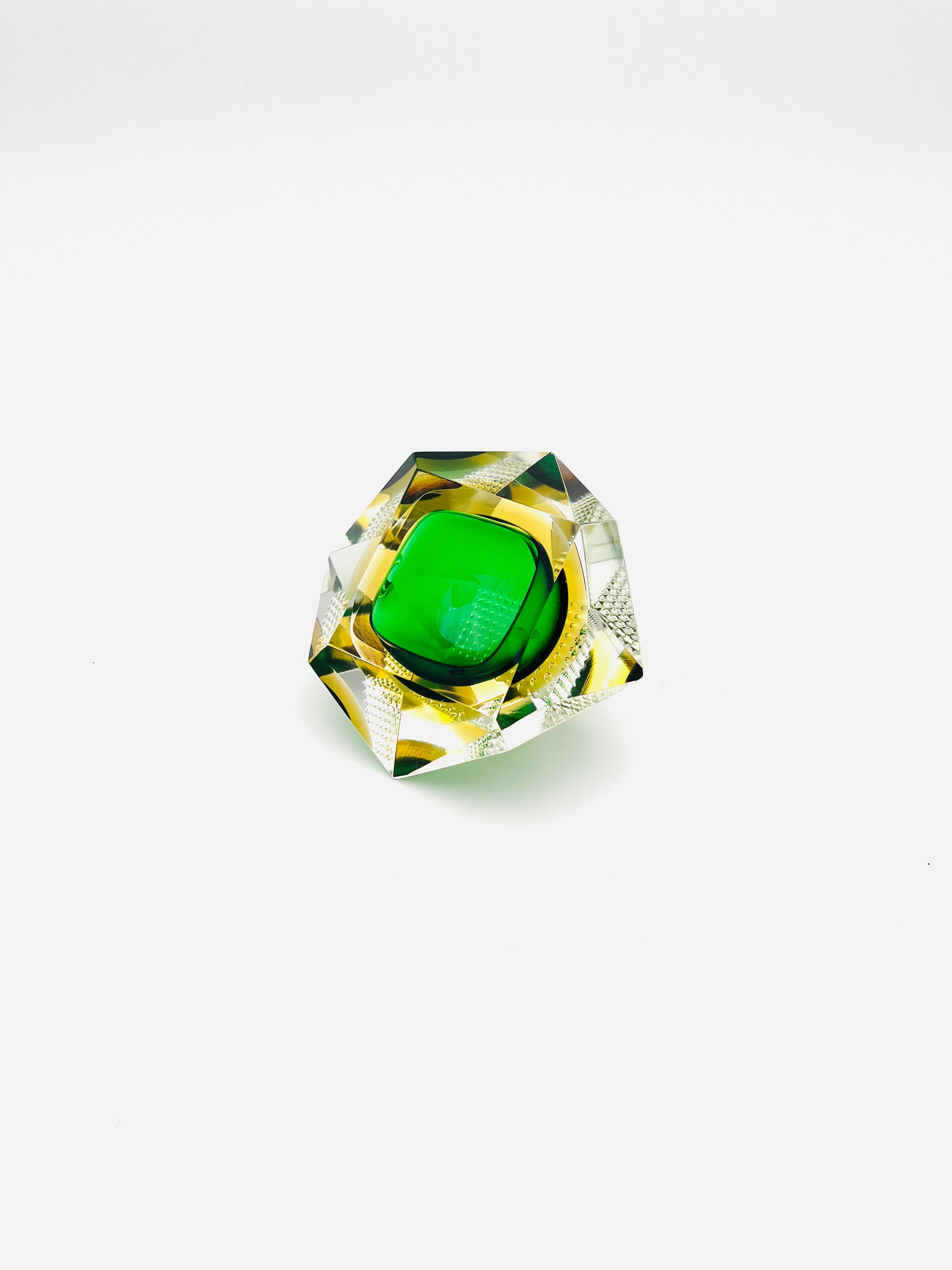 Murano bowl - Flavio Poli - Sommerso - Amber Green - Circa 1960