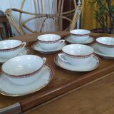 6 Pillivuyt pink and gold porcelain coffee cups