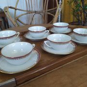 6 Pillivuyt pink and gold porcelain coffee cups