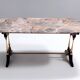 Beech Coffee Table with a Rectangular Marble Breccia Pernice Top
