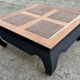 Square opium coffee table, solid teak, elephant legs