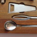 Teak wooden cocktail bar tool set, 1960s.