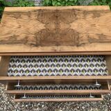 Art Deco chest of drawers in raw walnut burl