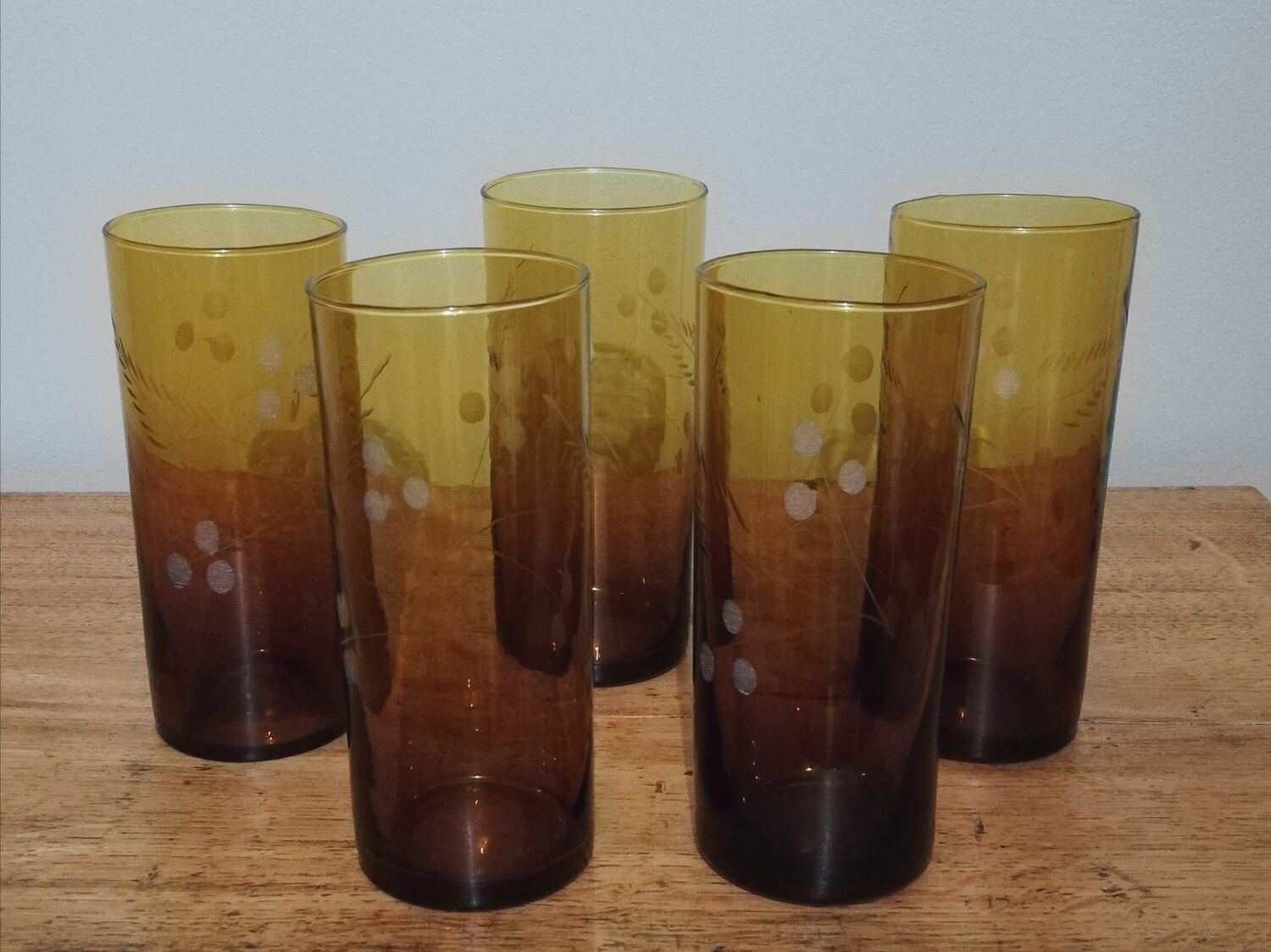 5 verres à orangeade ou à pastis en verre soufflé