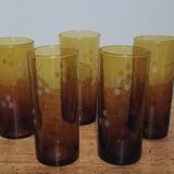 5 verres à orangeade ou à pastis en verre soufflé