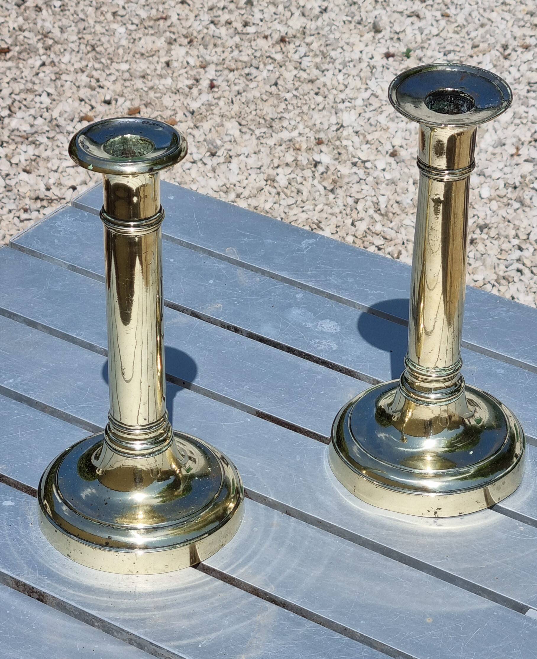 Pair of copper candlesticks