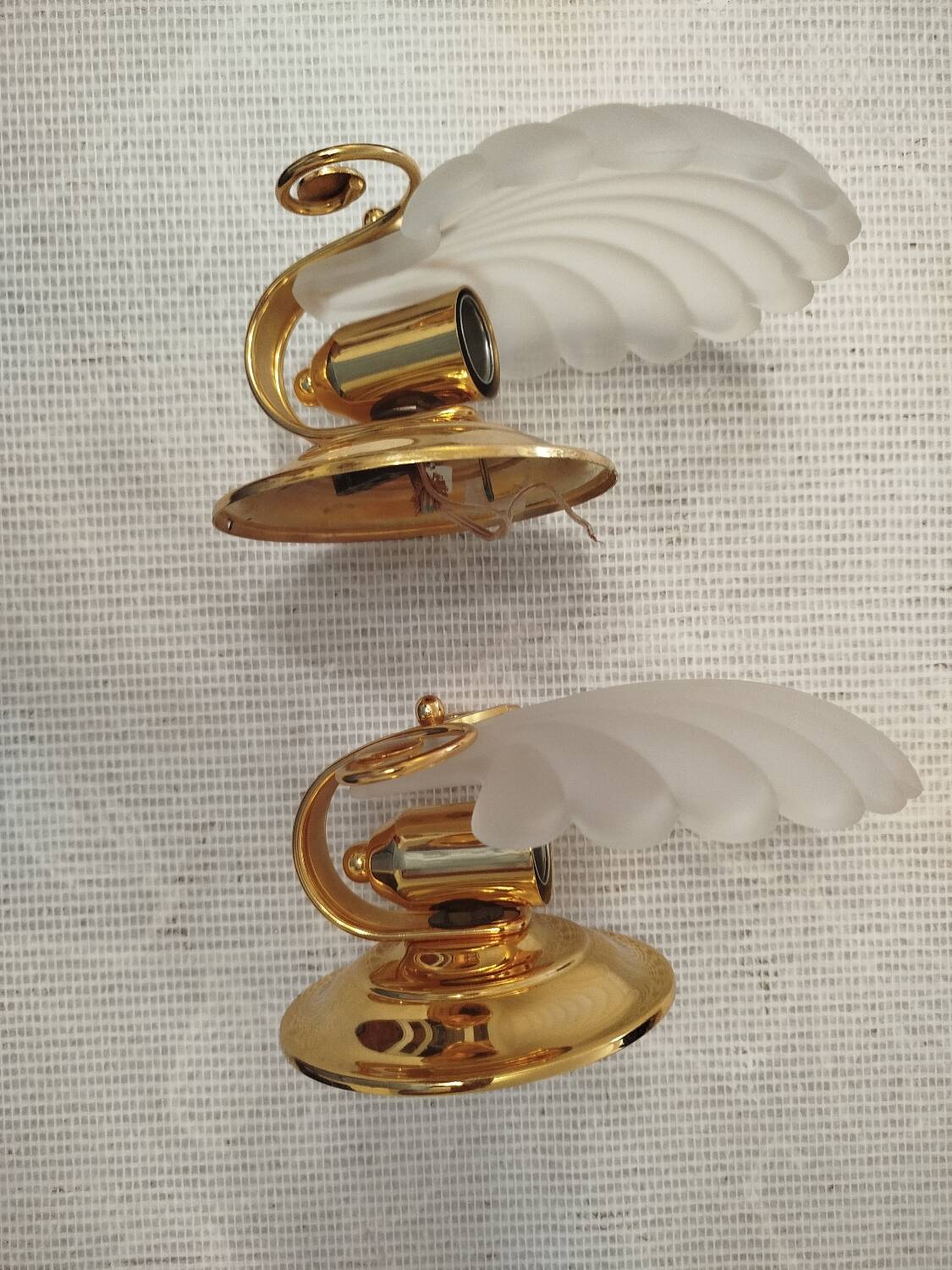 Paire d'appliques murales coquillage Hollywood Regency Italie