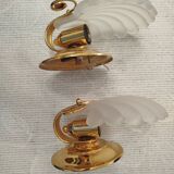 Paire d'appliques murales coquillage Hollywood Regency Italie