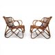 French Pair Vintage Rattan Bamboo Lounge Chairs, 1960