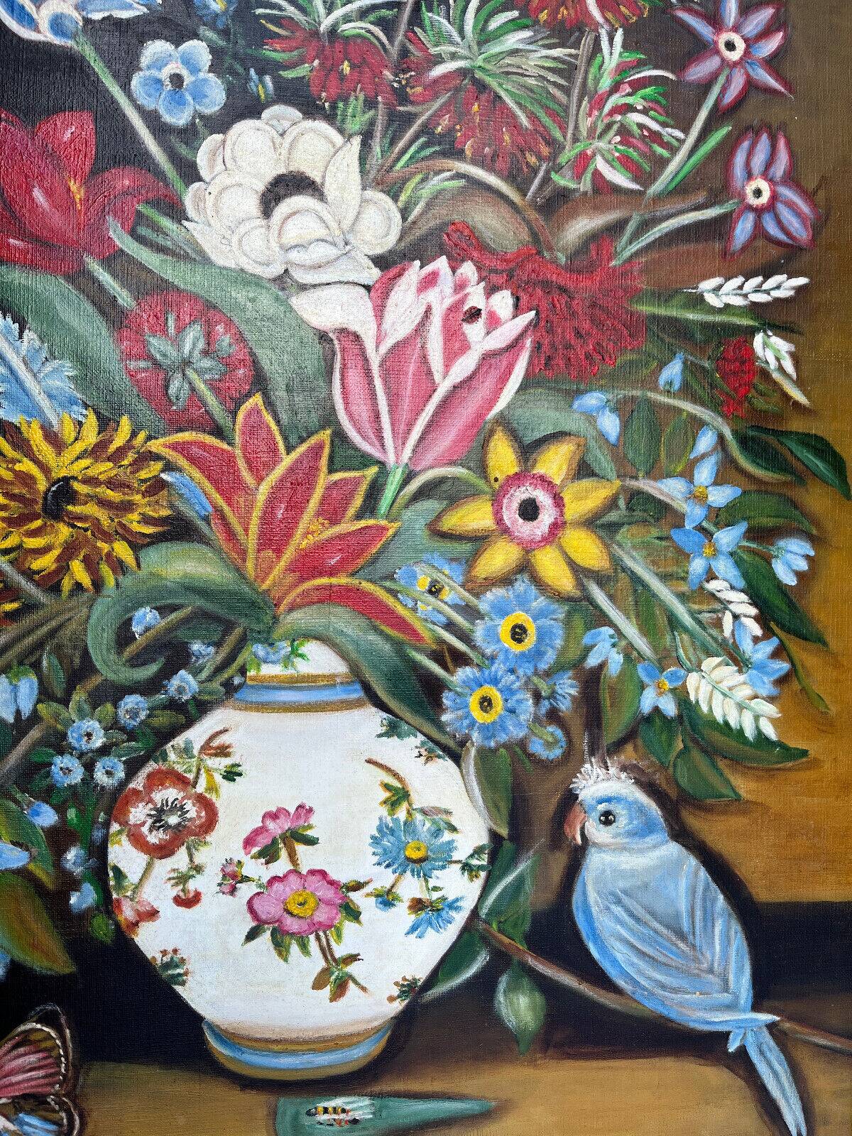 Pendant Gd Tableaux HST "Bouquet of flowers" signed Germaine Michelet + frame