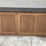 Old rear oak counter unit with two sliding doors