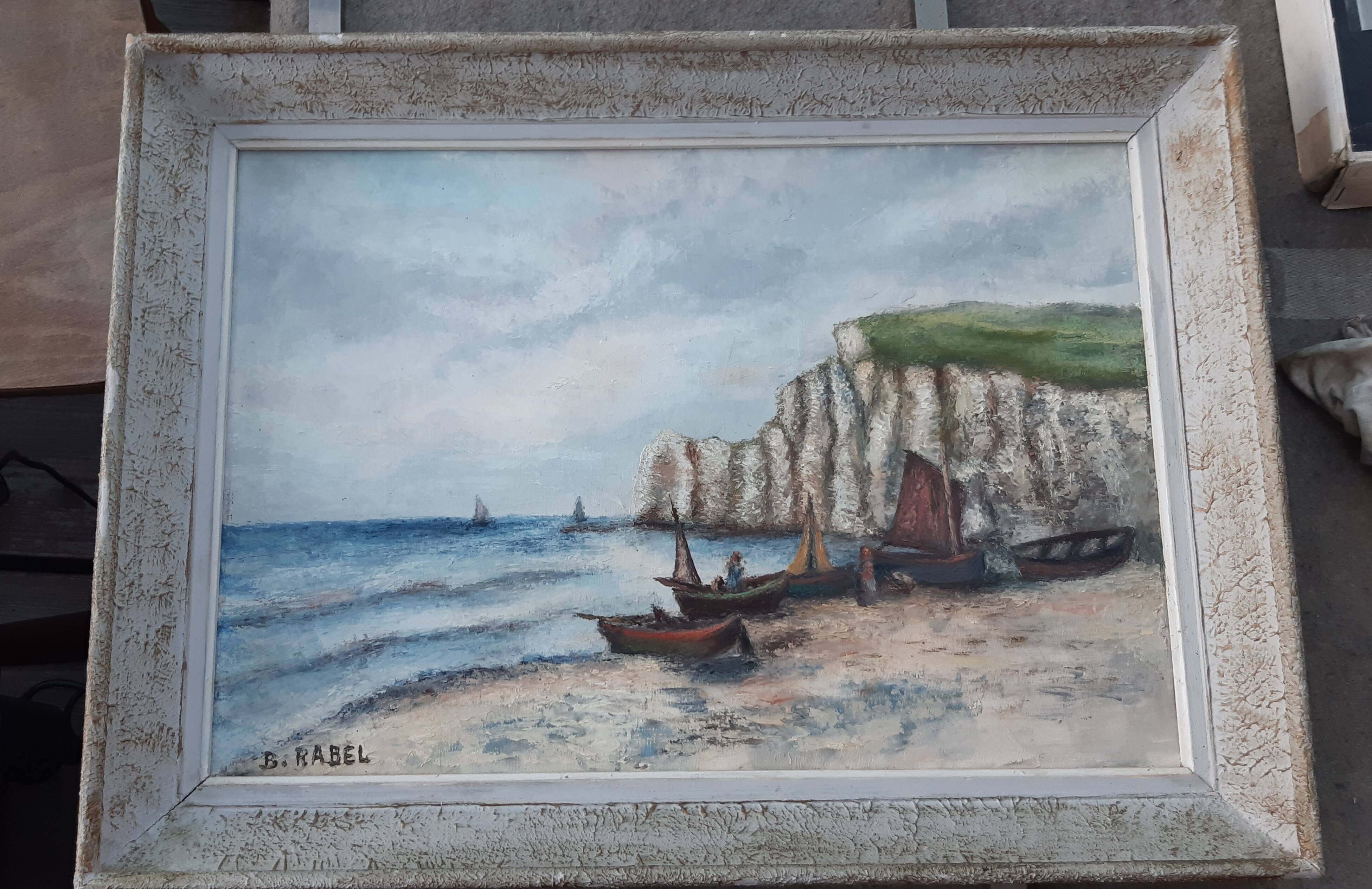 Old painting "Etretat upstream cliff"