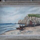 Old painting "Etretat upstream cliff"